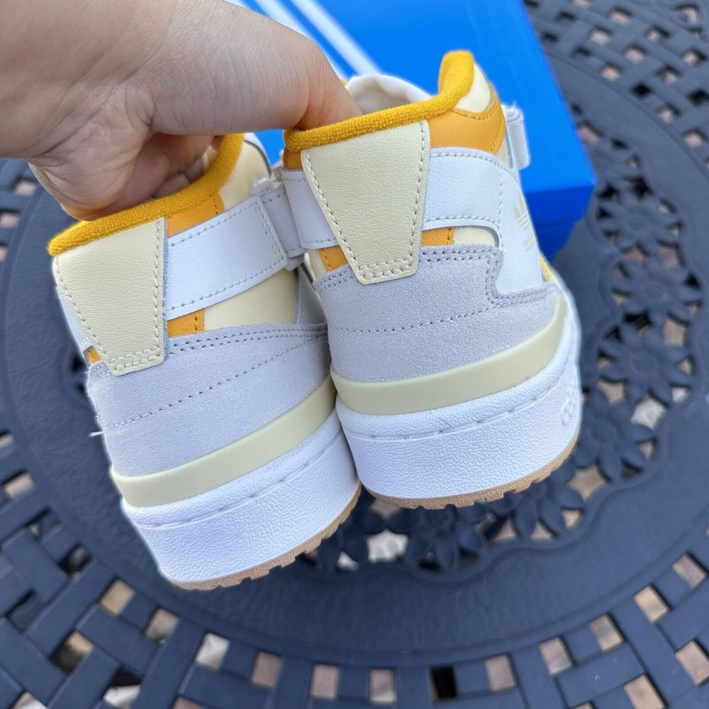 adidas Kids High-Top Sneakers in White and Yellow - Picture 13 of 16